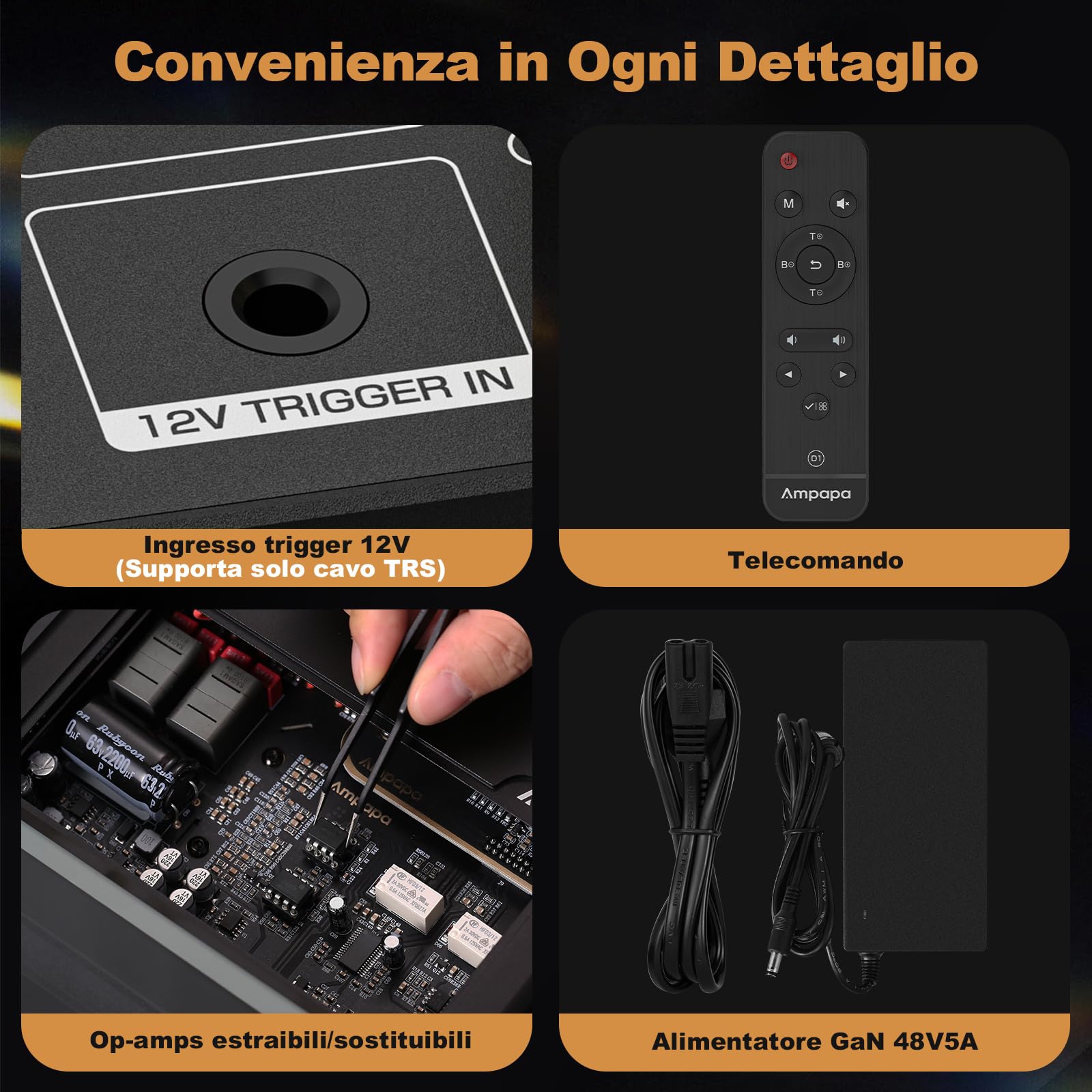 D1 Amplificatore Bluetooth: Amp Stereo con BT 5.2 | HPF | VU Meter Digitale | Pre-Out sub | Ingresso TRS Bilanciato | Controllo del Tono e Telecomando per Home Theater e Sistema di Scaffali