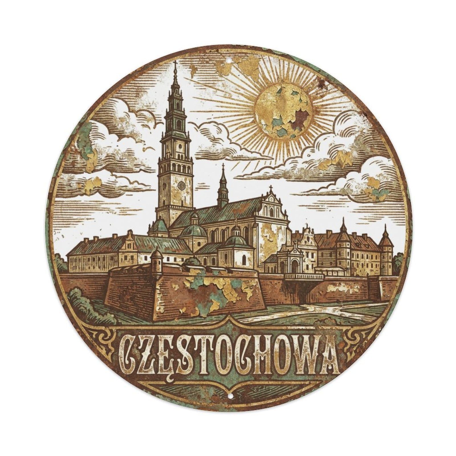 Xanthor Style Retro Travel Poland Czestochowa Metal Tin Sign