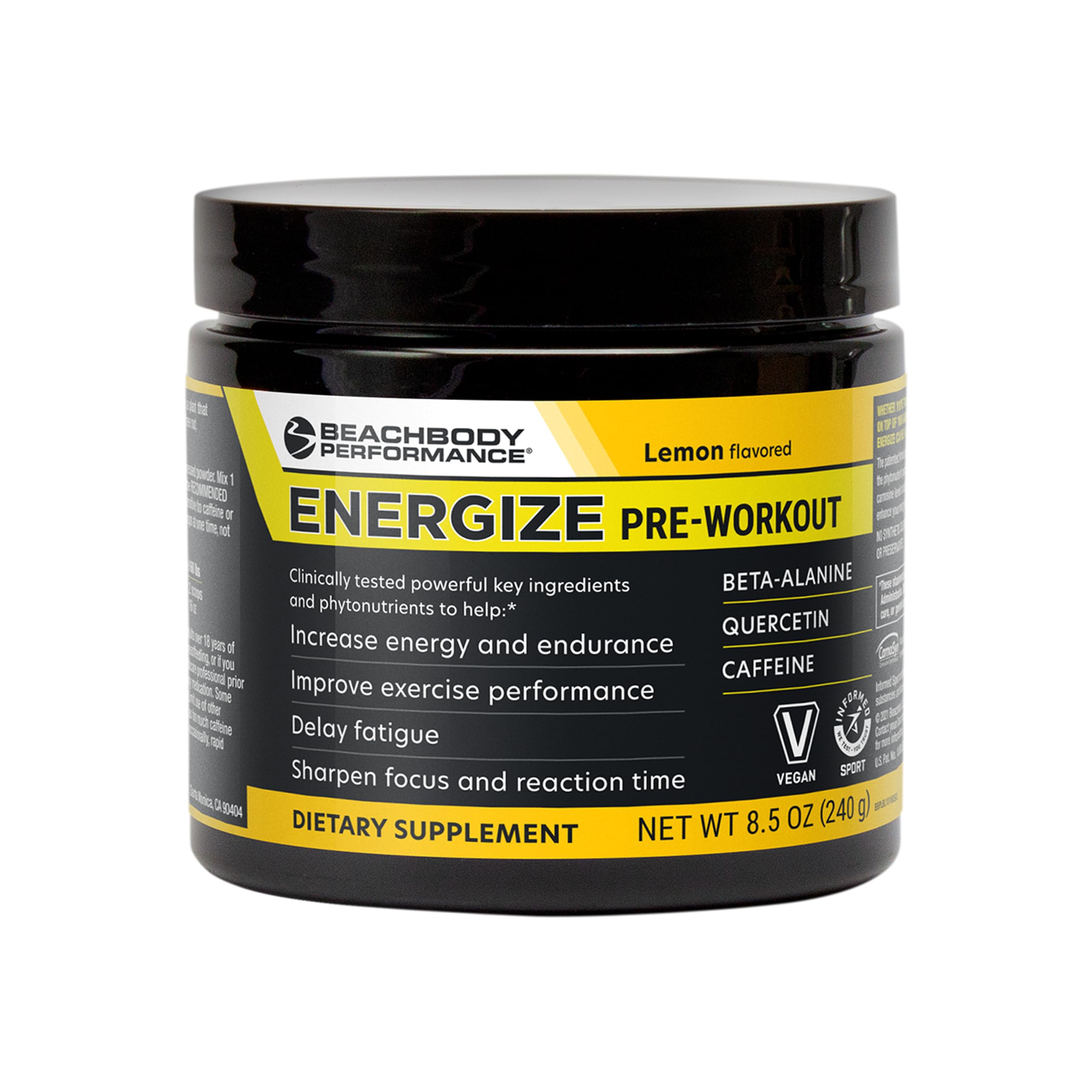 BODi Energyze Pre Workout Powder - Beta-Alanine, Quercetin & Low-Dose Caffeine Formula για την ενισχυμένη ενέργεια & εστίαση, αύξηση της ενέργειας & συμπλήρωμα αντοχής, Λεμόνι Γεύση, 40 υπηρεσίες