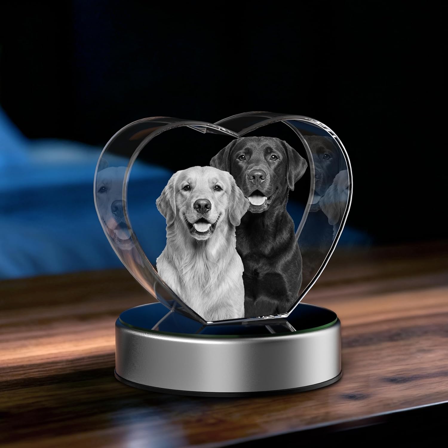 Cat Memorial Gifts for Loss of Cat – Personalized 3D Crystal Heart Photo, Custom Pet Sympathy Keepsake with Display Base | Made in USA
