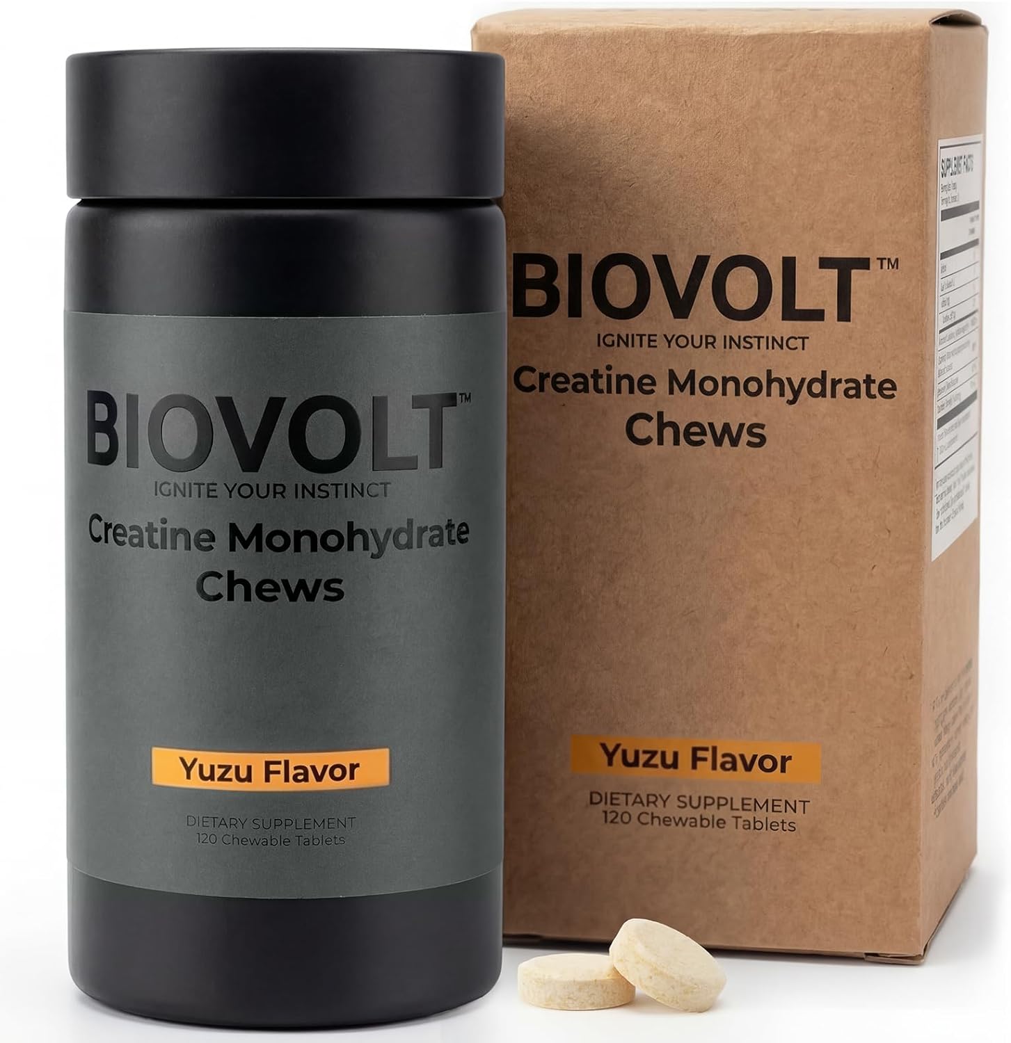 Micronized Creatine Monohydrate Chewable Tablets, 5,000mg Per Serving, Sugar Free, Vegan, Japanese Yuzu Flavor, 120 Count