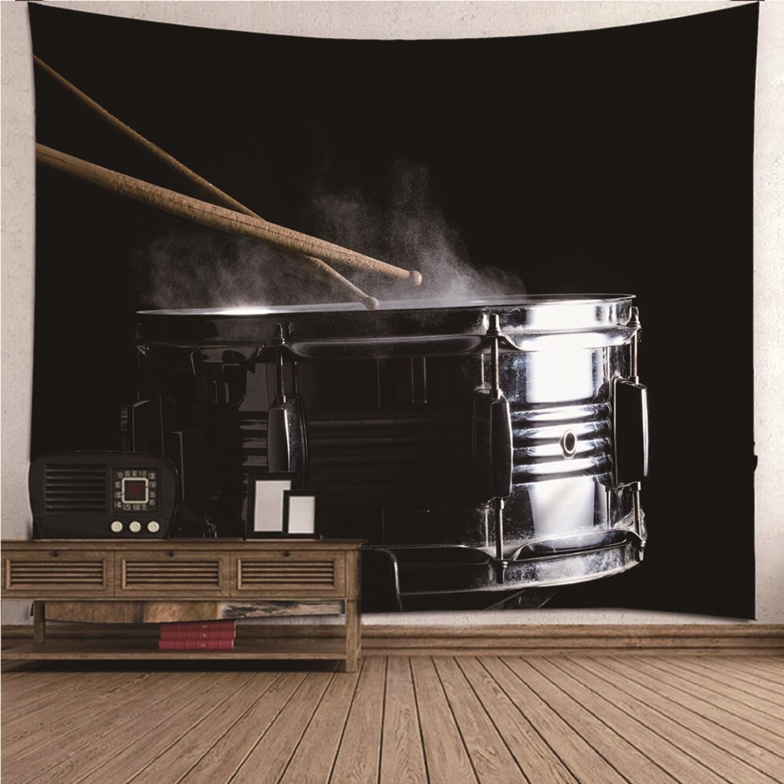 Tapiz de pared de microfibra, 300 x 260 cm (ancho x alto), color negro