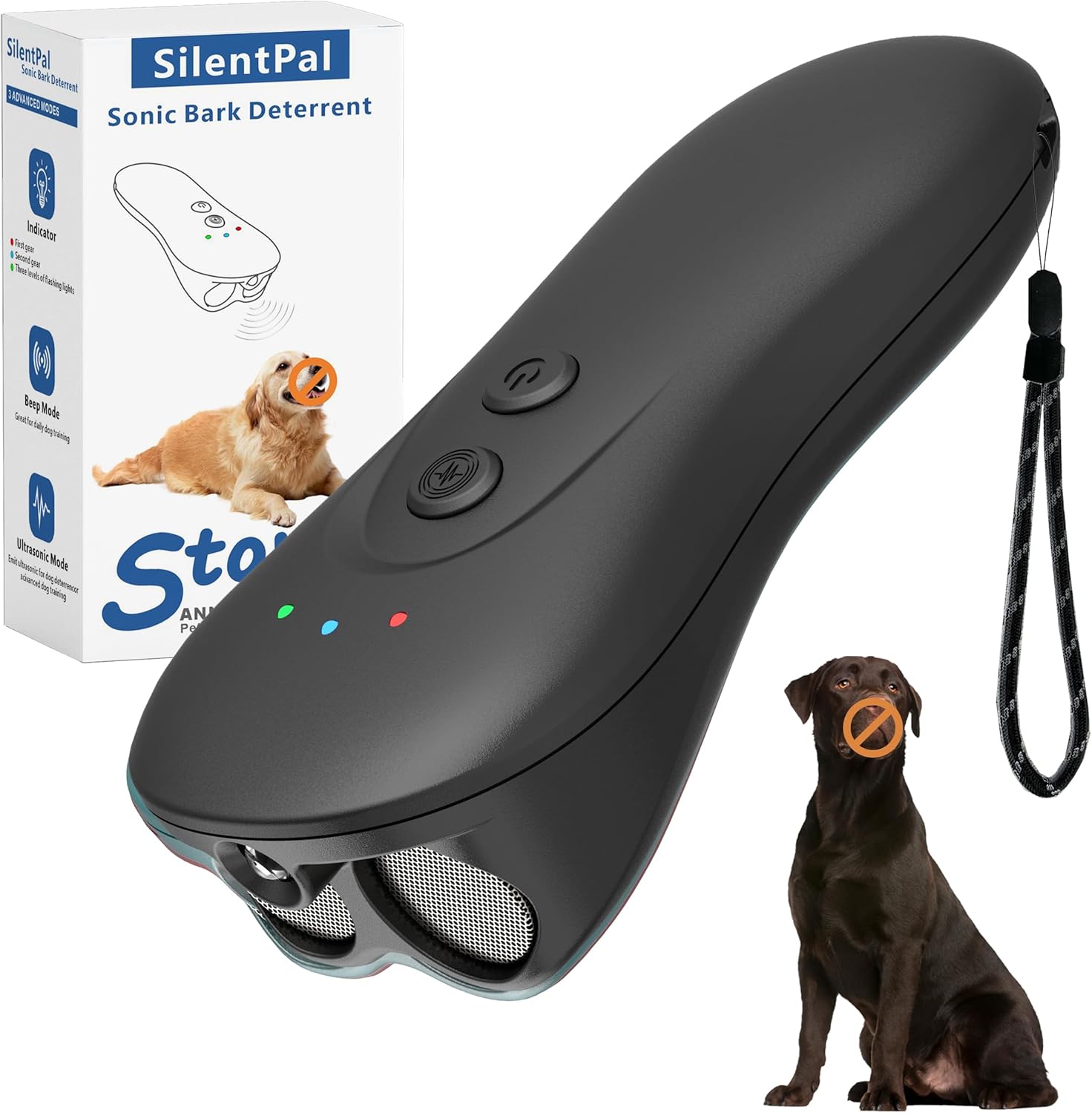 Dog Bark Deterrent Device,Anti-Barking Device,Up to 15Ft Long Range & Rechargeable Bark Control,Stop Barking Dog Devices,Safe for Dogs Training,Indoor & Outdoor(Black)