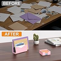 Vista 7 de Beego Envelope and Mail Organizer Countertop - Pink Acrylic Desk Organizer Letter Holder Desktop File Sorter Bill Document Folder Rack for Office