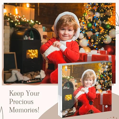 Miniatura 6 de Handepo Paquete de 30 marcos de fotos acrílicos transparentes de 4 x 4 pulgadas, marcos magnéticos para fotos de escritorio sin marco, marco de