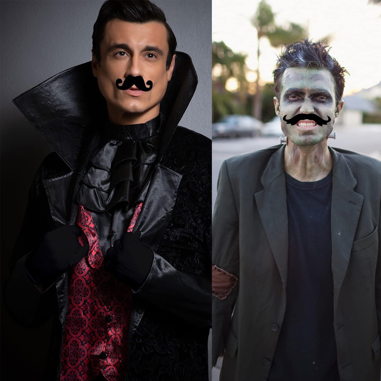 12 Fausses Moustaches Auto-adhésives - Déguisement Mascarade, Cosplay - Velours Confortable