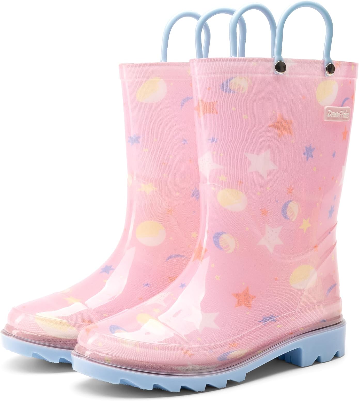 DREAM PAIRS Kids Rain Boots Cute Lightweight Waterproof with Pull-on Handles for Girls & Boys Toddler Outdoor Play