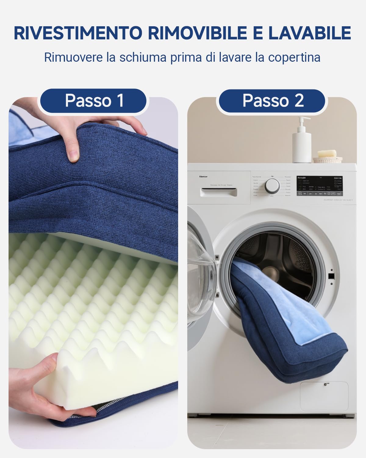 KSIIA Cuccia Cane Interno Cuscino Cane Sfoderabile e Lavabile, Ortopedica e Impermeabile con Base Antiscivolo, Con Cuscino a Forma di U, Blu, 104x68x17cm