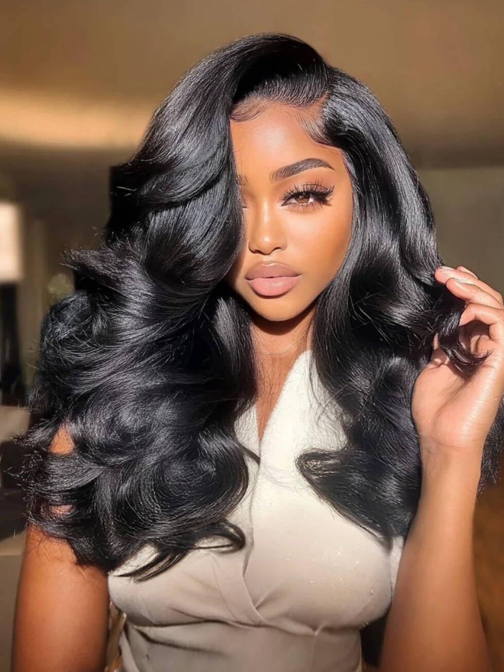 Beauty Forever Pre Everything Glueless Front Balayage Highlight Body Wave Curtain Bangs Glueless Wigs Human Hair Pre Plucked Pre Cut 13x4 Loose Wave Bye Bye Knots Ready to Wear Frontal Wig 18 inch — view 39