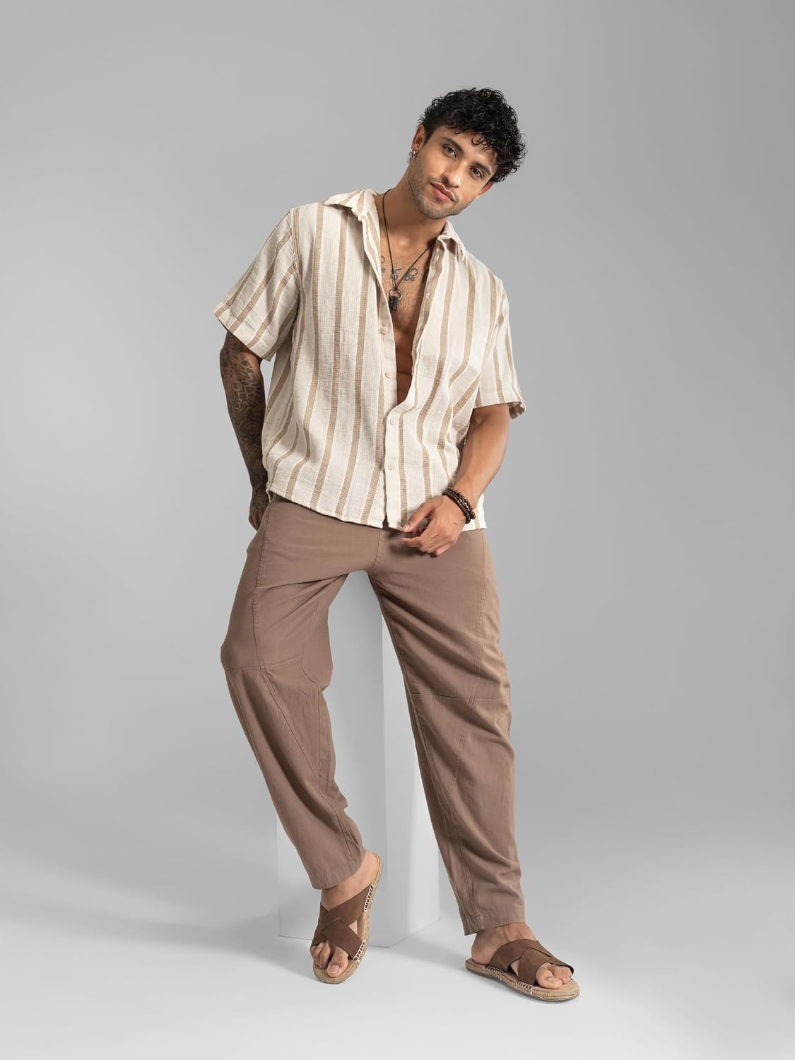 Men’s Cotton Beach Pants – Lightweight Casual Travel, Yoga, Summer – Drawstring Trousers