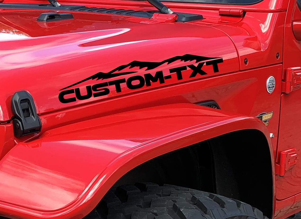 23" Custom Decal Hood Sticker Mountain Compatible with All Jeeps JK TJ YJ CJ Gladiator or Any Others Pair Set of 2