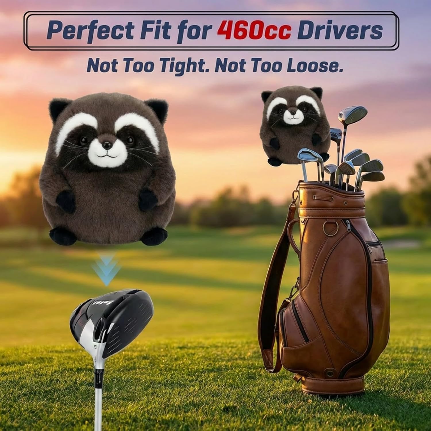 Funny Animal Golf Driver Headcover, Fits Standard460cc Drivers Golfer Golf Gift for Men Women Plush Little Bear