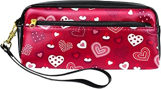 Astuccio in pelle PU per San Valentino Cuore rosso portapenne per scuola, lavoro e ufficio