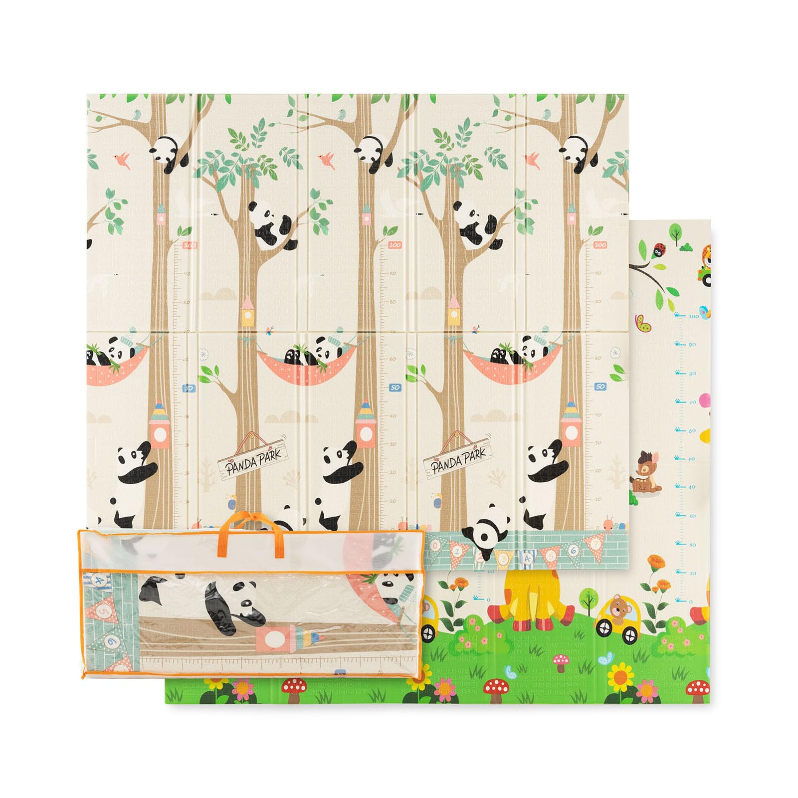 COSTWAY Tappeto Gioco per Bambini Pieghevole, Tappeto per Pavimento Grande da 200 x 180 cm con Borsa da Trasporto per Interni ed Esterni, Tappeto Impermeabile e Reversibile per Bambini, Neonati