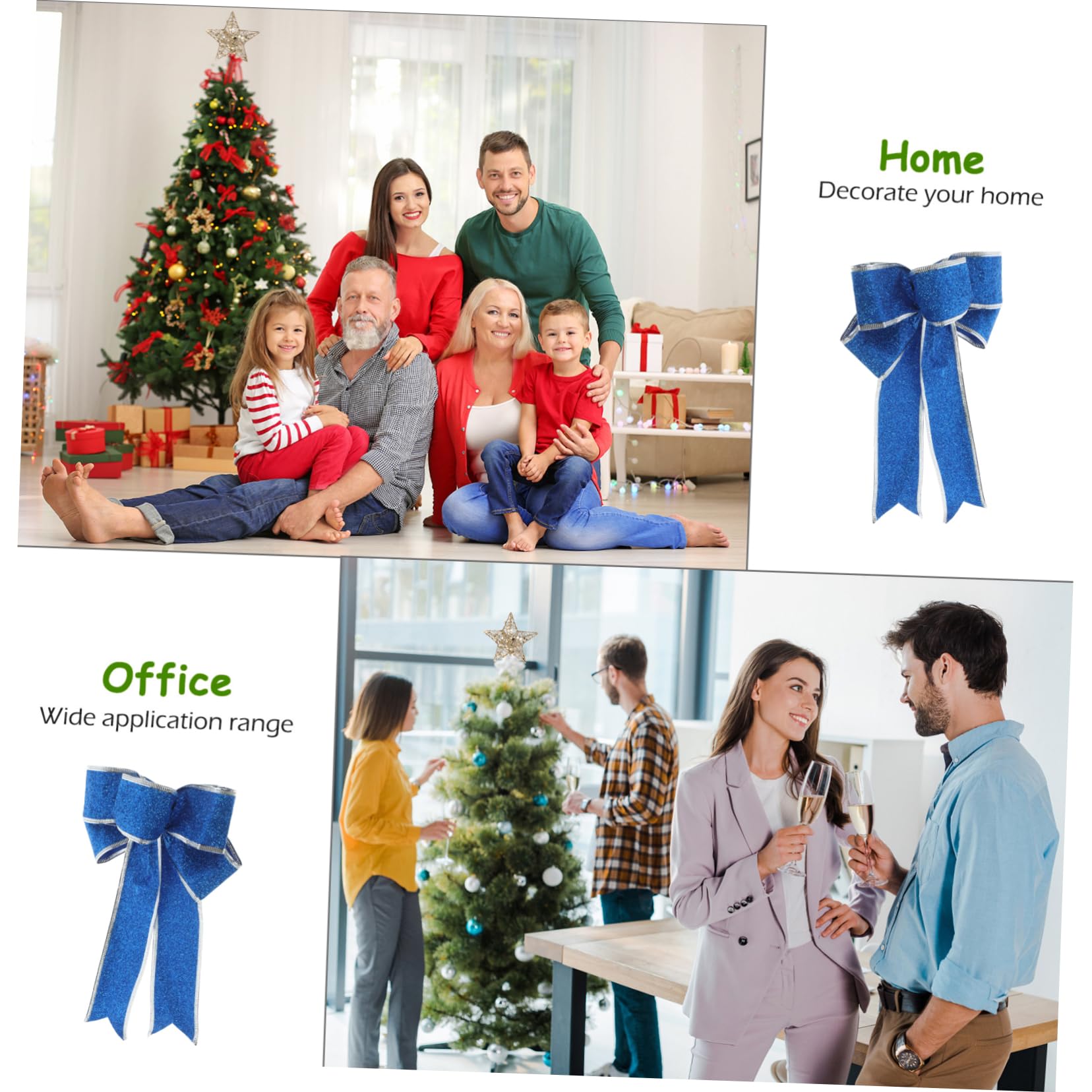 MAGICLULU 5pezzi Fiocchi Regalo Natalizi in Poliestere Scintillante Nodi Regalo Decorazioni per Albero di Natale Porta su Porte Pareti Sedie Tavoli Blu