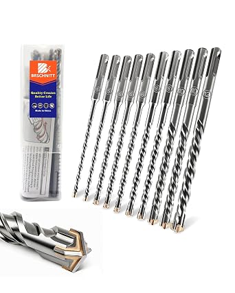 SDS Plus Carbide Cross Tip Concrete Drill Bit - 3/16"*2/1/4"*3/5/16"*2/3/8"*2/1/2" SDS-Plus Hammer Drill Set for Concrete, Brick, Stone & Masonry - 6" Length 10-Piece