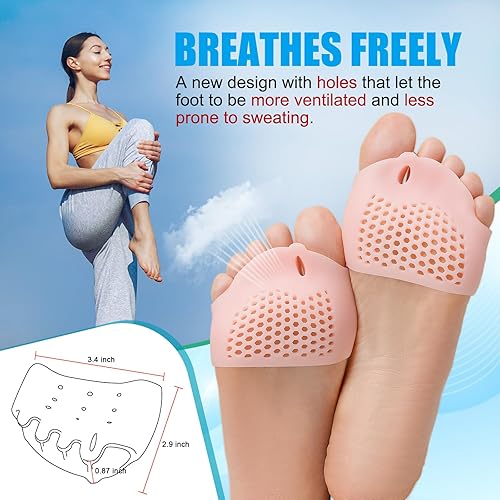 Miniatura 3 de Almohadillas metatarsianas, separador de dedos de gel, cojín metatarsiano nuevo material, (4 piezas color nude), gel transpirable y suave,