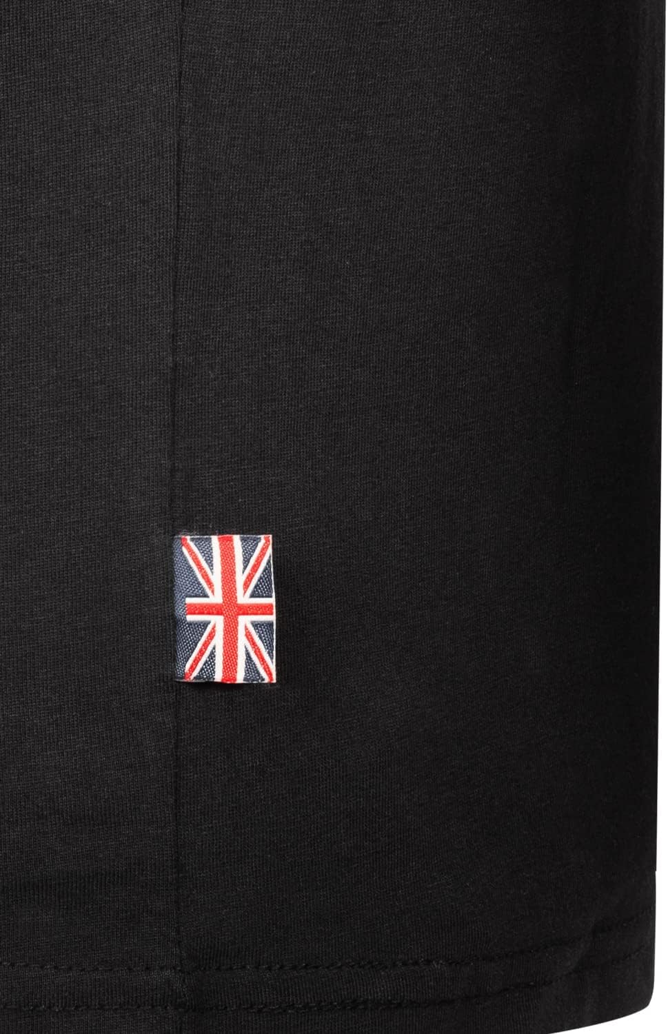 Spirit of England Lonsdale Men's T-Shirt Premium Black Embroidered Yellow Logo 100% Cotton Slim-Fit