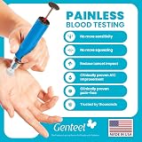 Genteel Plus - No Prick Pain Vacuum Lancing Device for Diabetes Testing - Blood Sugar, Glucose, Ketone, and DNA Home Tests (Butterfly Blue)