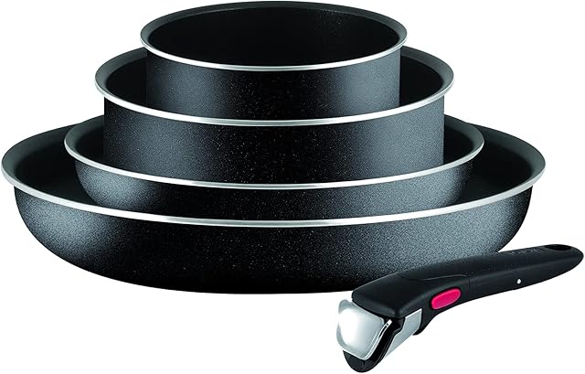 Tefal Ingenio Essential Non-Stick 5-Piece Pots and Pans Set, Starter Kit, Compatible with all Hobs Excluding Induction, Black, L2009242