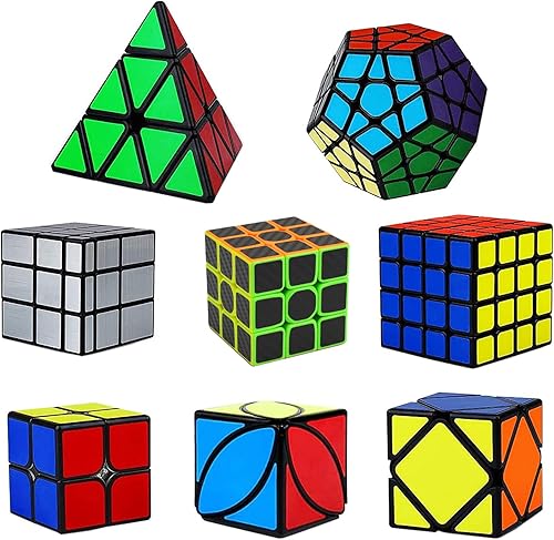 Miniatura 7 de Ahyuan Juego de cubos de velocidad 8 en 1, paquete de cubos mágicos 2x2, 3x3, 4x4, 5x5, cubo piramidal, triángulo, paquete SQ1 sesgado, hiedra,