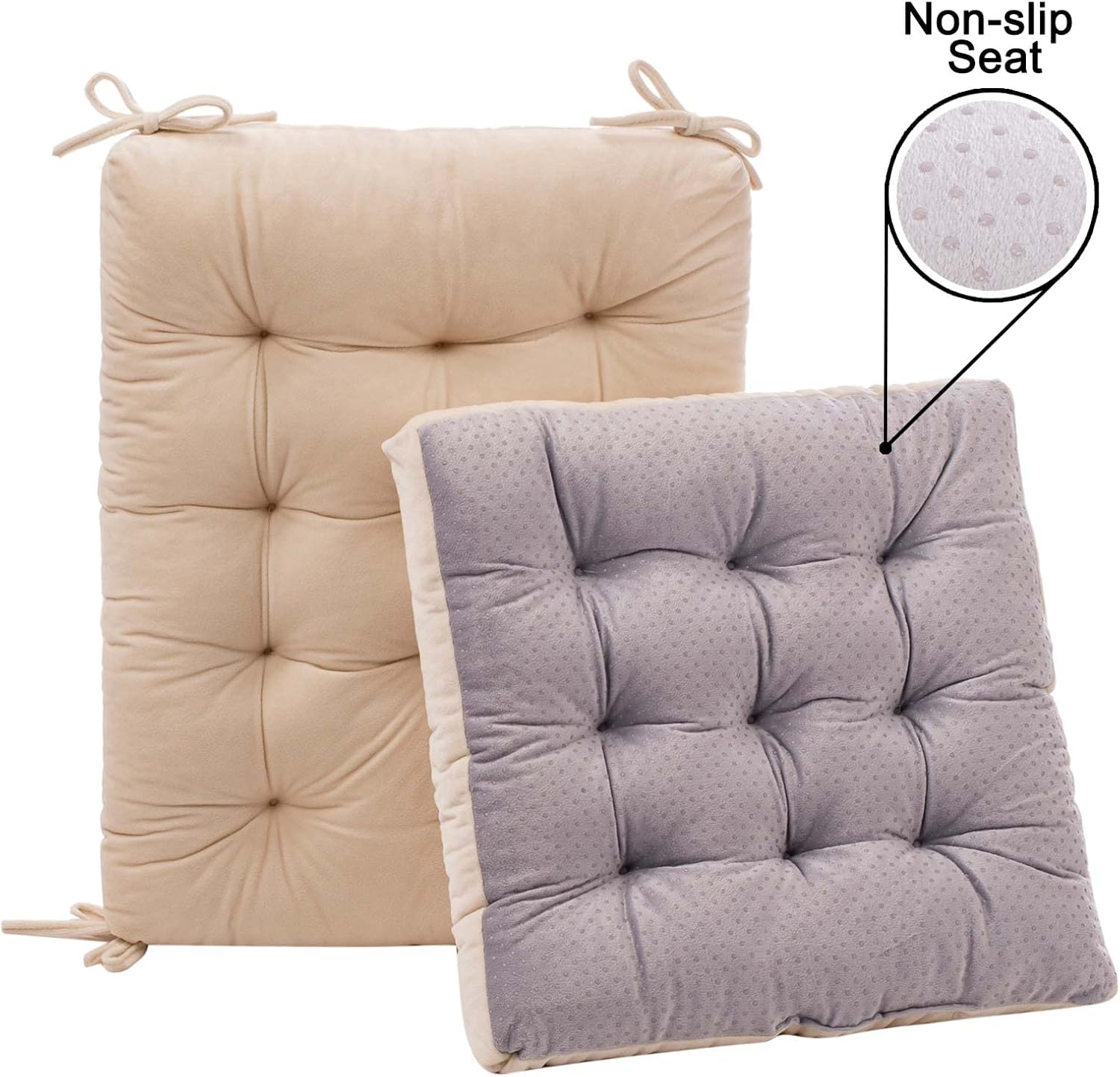 Rocking Chair Cushion Set - Plush Crystal Velvet, Non-Slip Tufted Seat & Back Pads with Ties, Fade-Resistant for Indoor Use (Beige)