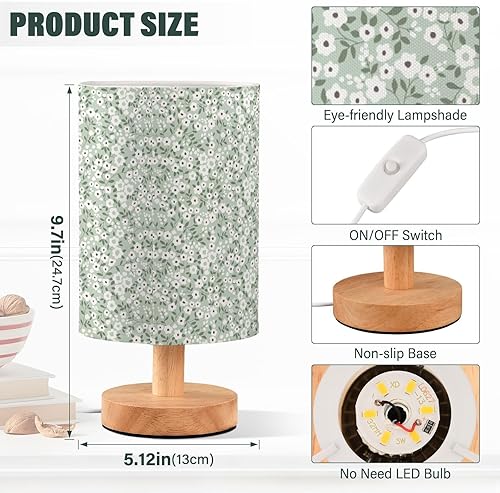 Miniatura 3 de Bedside Lamps Led Lamps with USB Charging Port Elegant Floral Green Lamp for Kids Room Glass Table lamparas para mesa