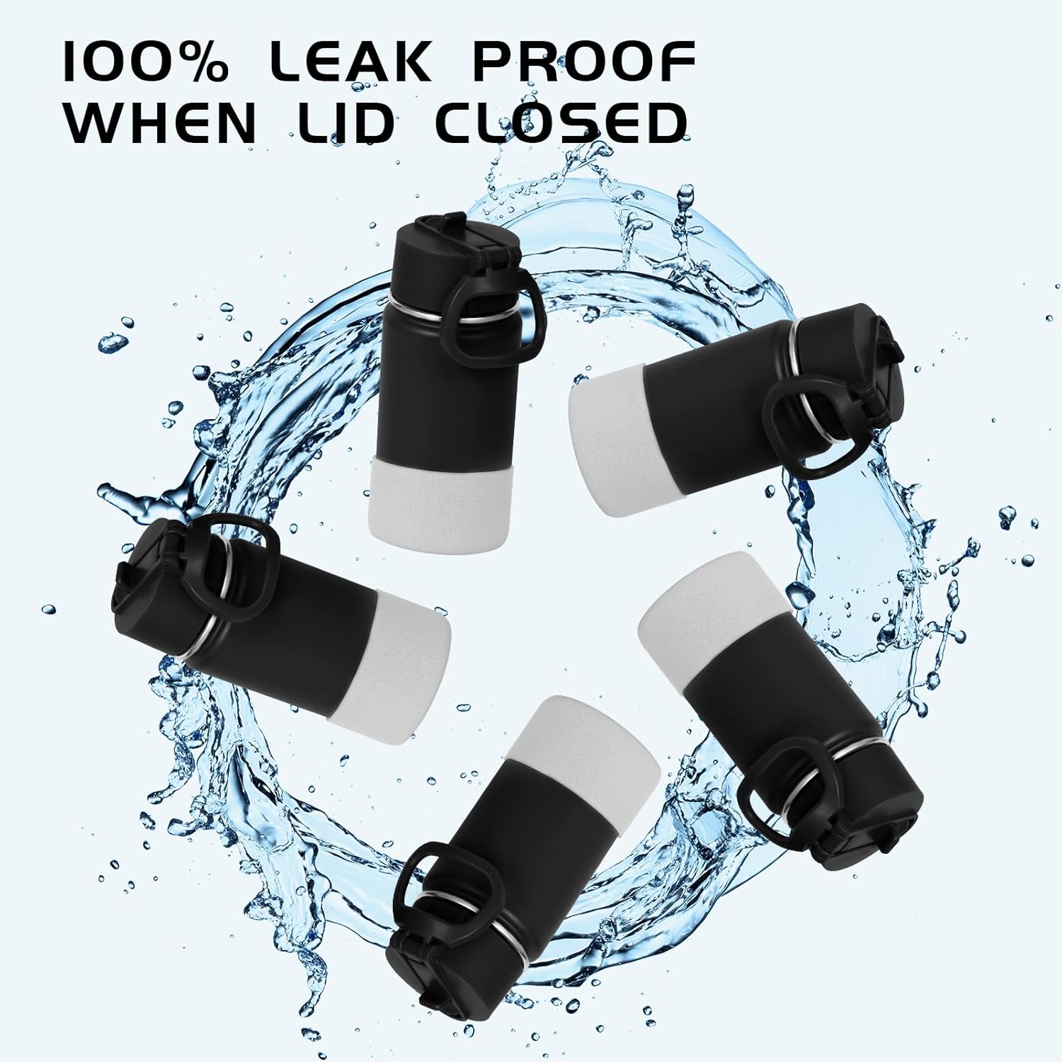 Volhoply 14oz KIds Insulated Stainless Stee Water Bottle with Straw Lid and Silicone Boot,BPA-Free Easy Use for Boys&Girls,Double Wall VacuumLeakproof Bottles(Black,1) - Image 5