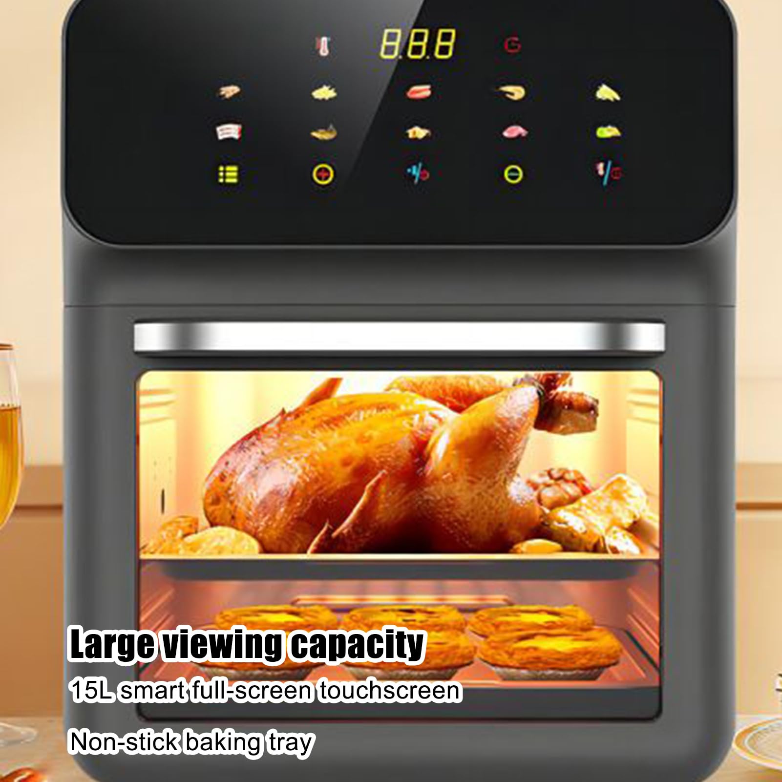 Tostadora Y Freidora De Aire 2 | Combo Freidora Aire y Horno de Convección Pizza, Pollo, Patatas Fritas para Dormitorio, Hogar, Apartamento, Casa