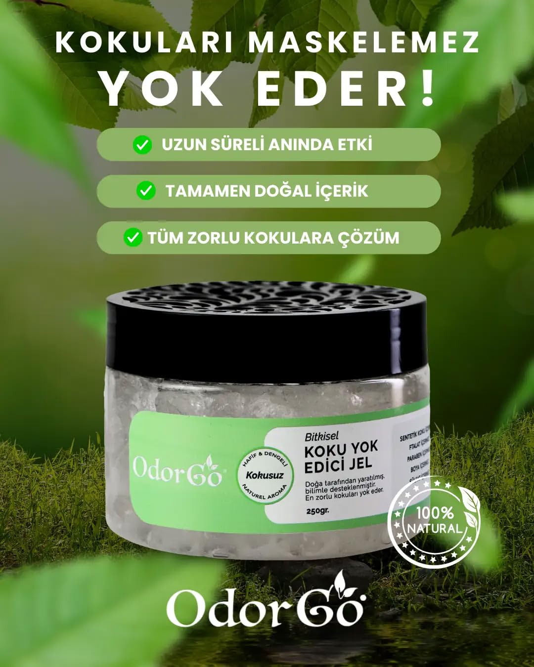 ODORGO Koku Yok Edici Jel 250g 2'li Paket – Dolap, Banyo, Kapalı Alan İçin Sürekli Koku Giderici