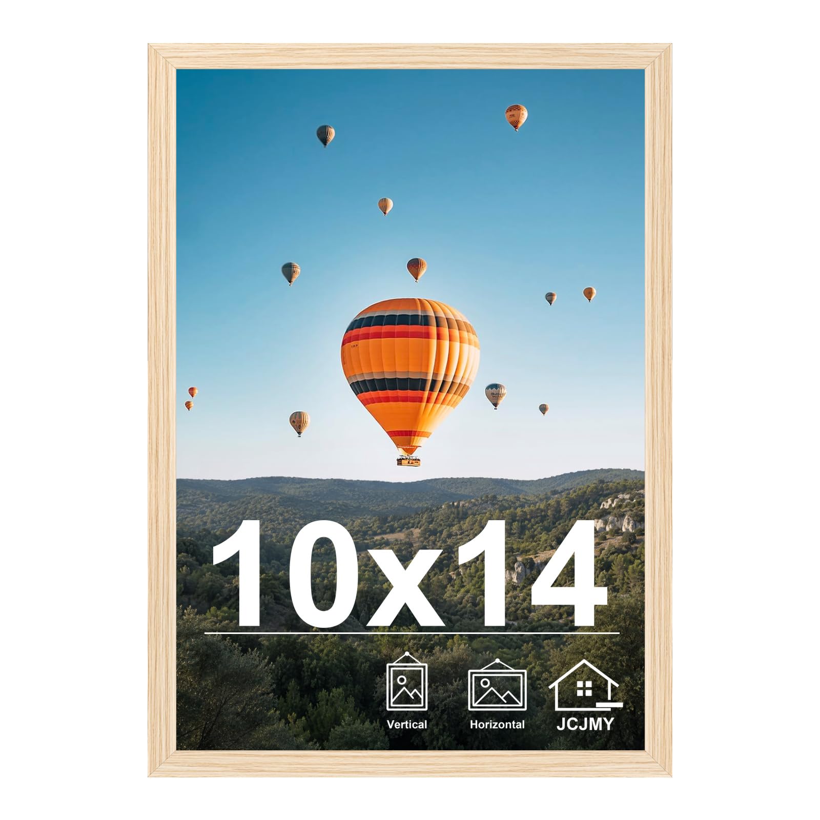 JCJMY 10x14 inch Picture Frame for 30 x 40cm Diamond Art Painting, Horizontal and Vertical Formats for Wall Hanging, 10 x 14 Wall Gallery Poster Photo Frame with Shatter Resistant Plexiglass, Natural