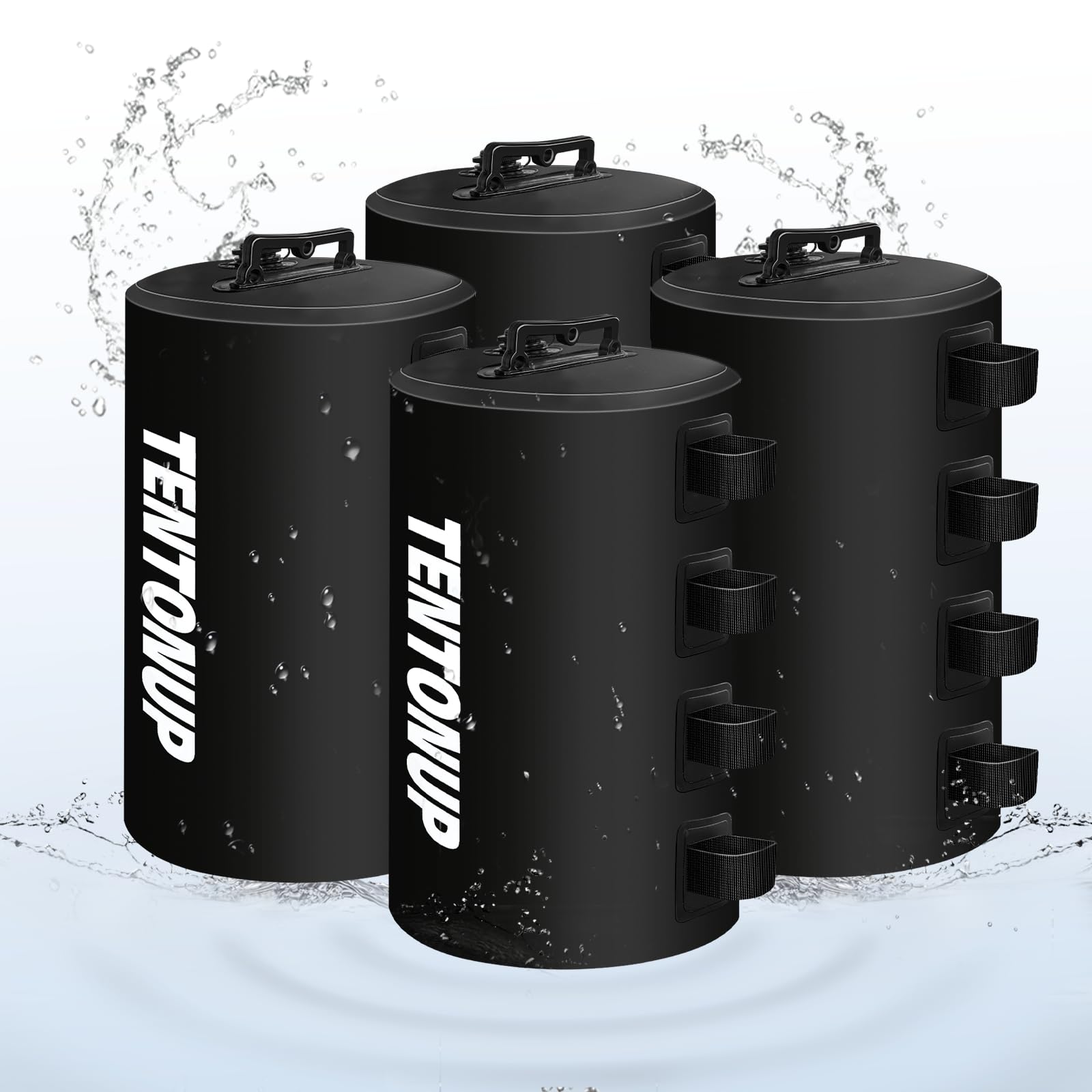 4 Pack Canopy Water Weight Bag, 220 LBS Water Tent Weights Set of 4 Leg Weights for Gazebo, Pop Up Canopy, Canopies, Tent (Black 25L)