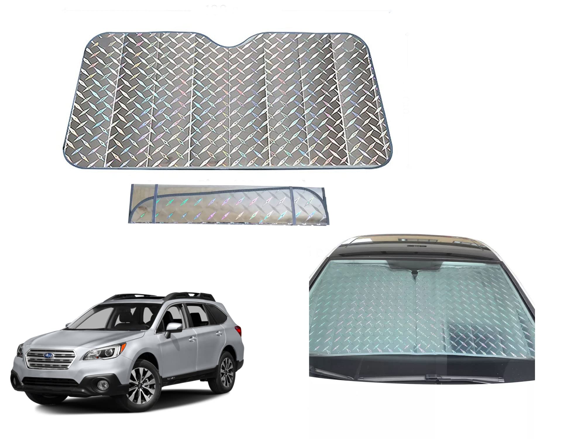 Auto Pearl Car Windshield 5 Layer Sun Shade Front Window Sunshade Cover Blocks UV Rays Reflecting Foldable Aluminum Sunshade ((133 x 70) c.m.) Compatible with Outback|Check Size