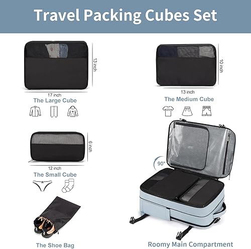 Miniatura 3 de RDTGO Mochila para laptop, para hombres y mujeres, mochila de viaje 40L, Azulclaro, Vacaciones