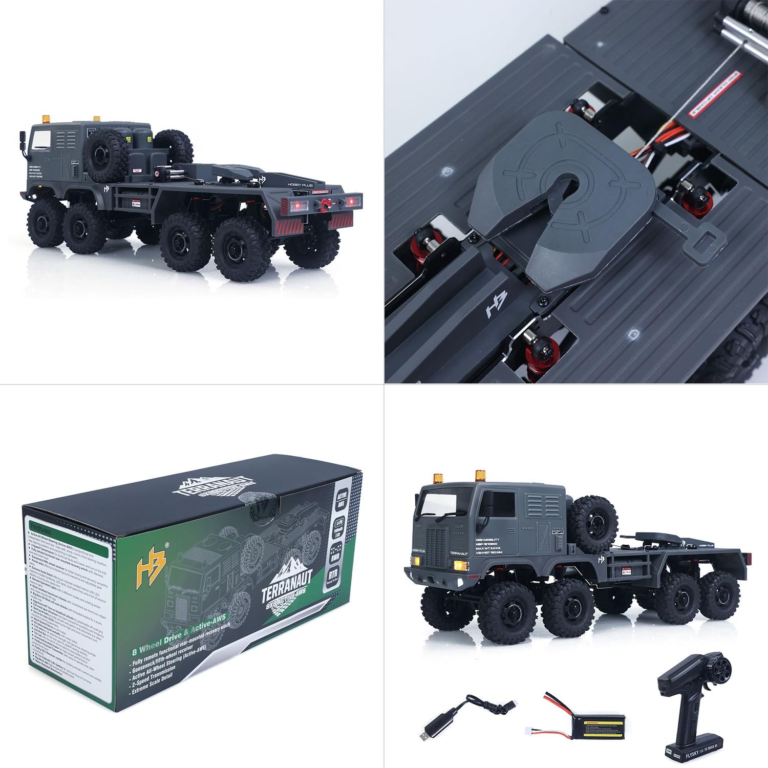 TOUCAN RC HOBBY Deutsches Lager RTR 1/18 Funks teuerung Militär-LKW 8 * 8 RC Off-Road-Fahrzeug 280 Bürsten Motor-5. Rad-Seilwinde Metall Haken Allrad-Lenkung