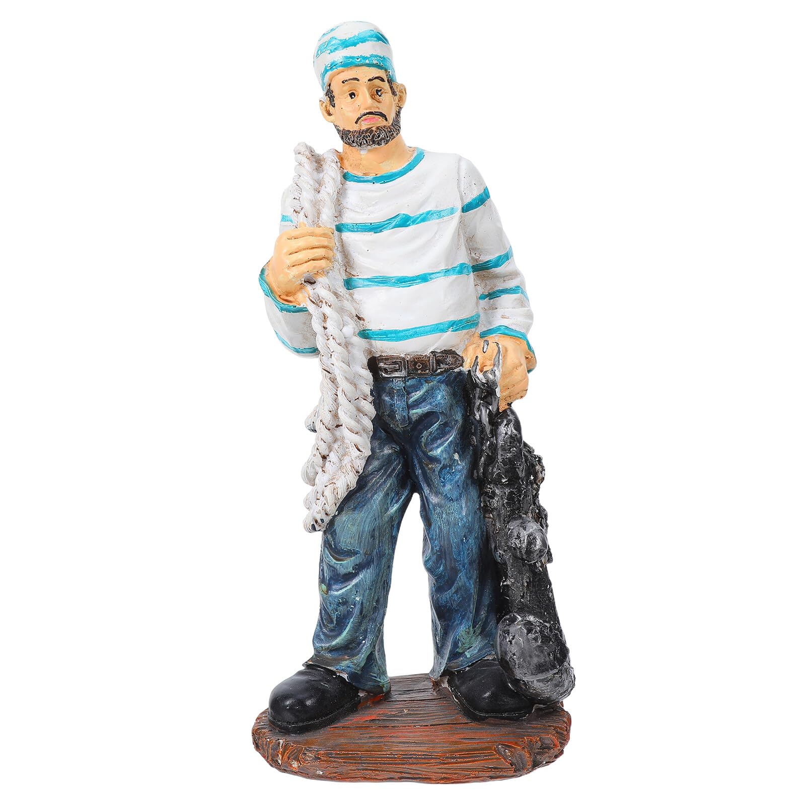 Estatua Marinero Mediterráneo Resina con Ancla Figura Náutica Miniatura para Decoración de Oficina Dormitorio y Estantes Adorno Temático Playa Náutica