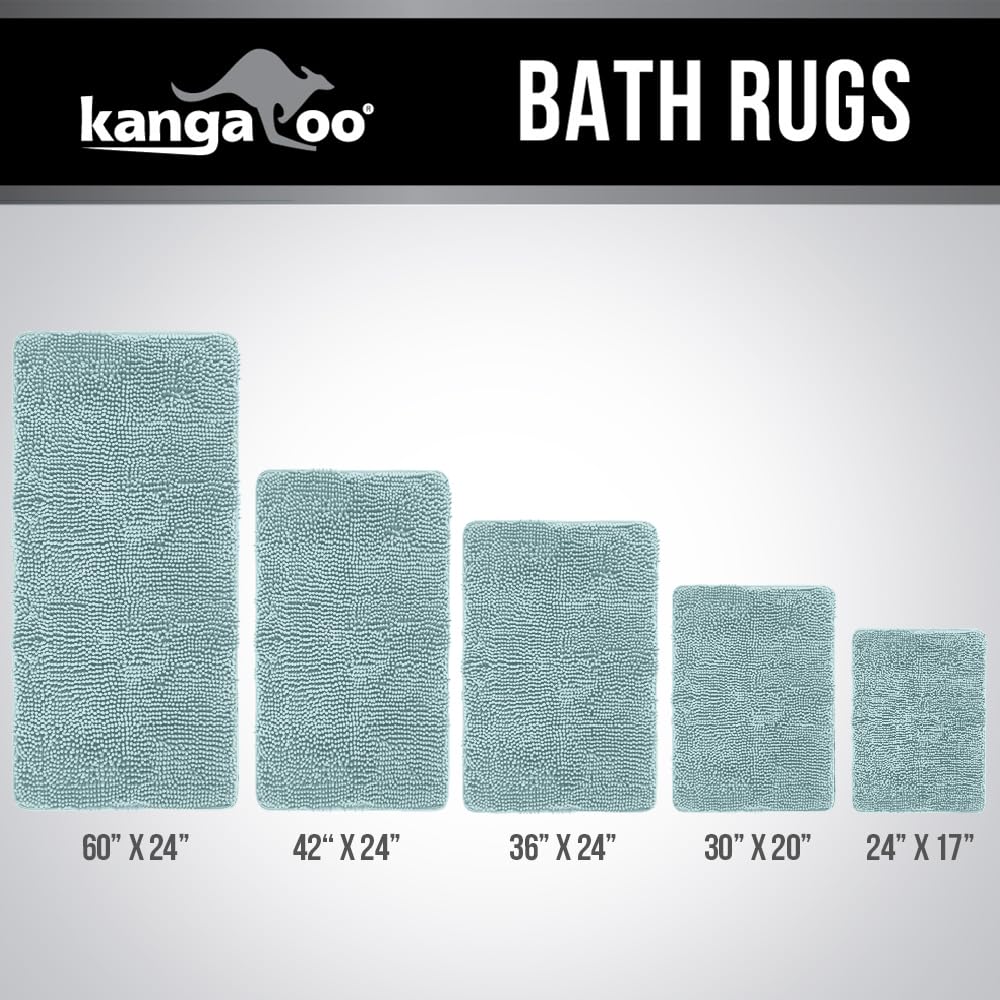 KANGAROO Alfombra de baño de felpa, 42 x 24, extra suave y absorbente Shaggy alfombra de baño, parte inferior fuerte, felpa, lavable alfombra para bañera, ducha y baño para niños, mariscos