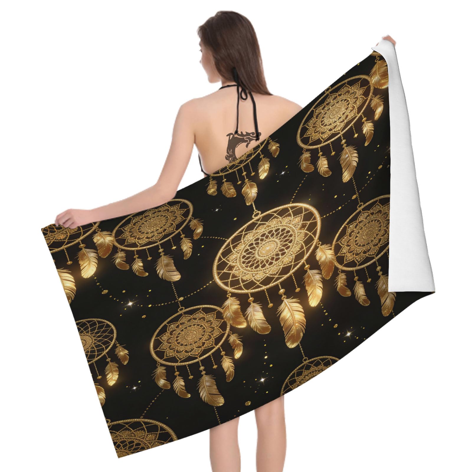 Leichong 3D Feather Beach Towel Microfiber Soft Quick Dry for Adults, Chic Bath Towel Lightweight Soft Absorbent for Travel Swimming Pool Sports, 75 x 150 cm