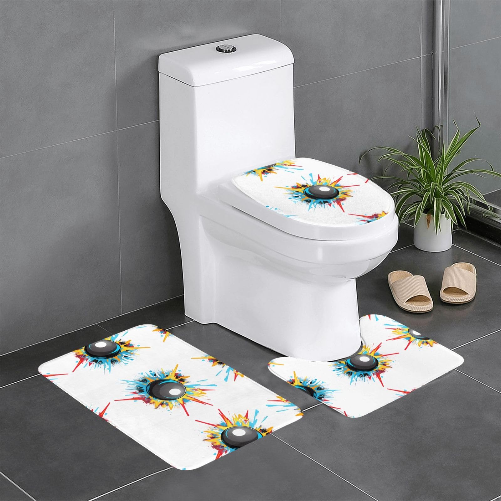 Ensemble tapis de salle de bain graffiti WHJSSF avec contour toilettes