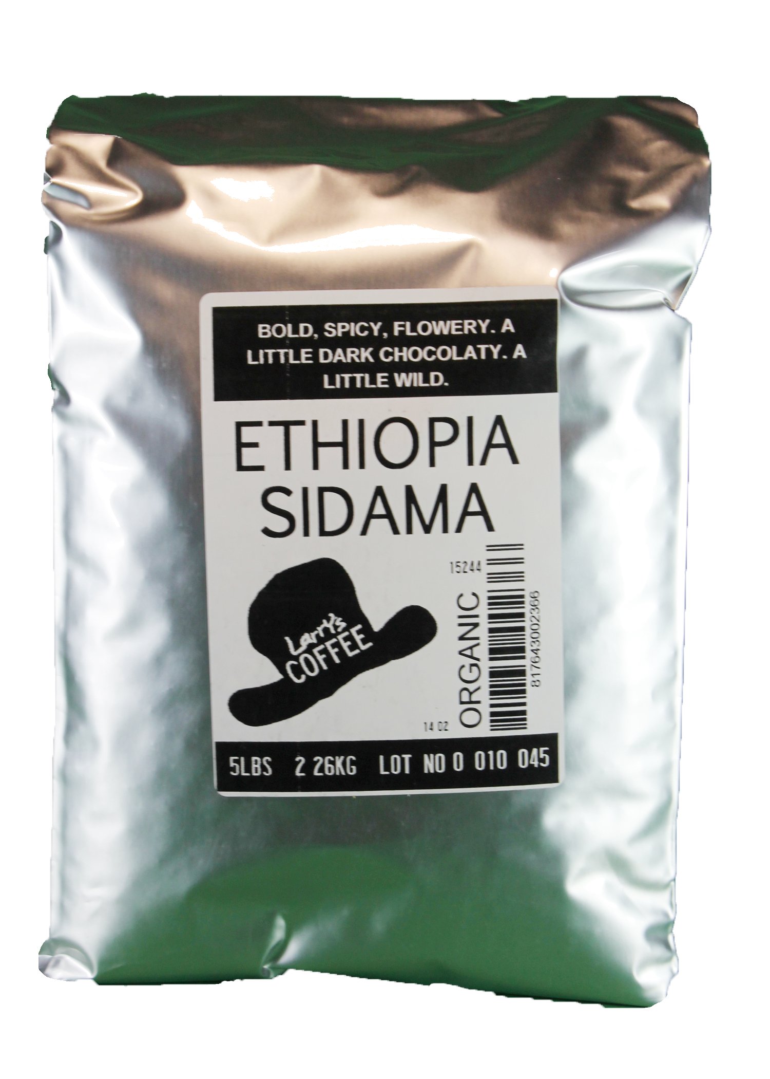 Larry's Coffee Organic Fair Trade Whole Bean Ethiopia 5Pound Bag, 80 Ounce