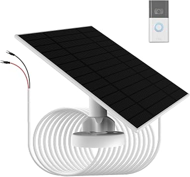 6W Solar panle for doorbell Battery Charging,IP66, Compatible with Ring Video doorbell 3/4/3 Plus, Battery Doorbell Plus/Pro Camera,13.2ft Charging Cable,Easy Installation