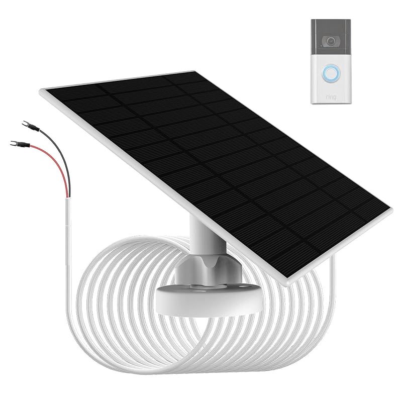 Painel Solar 6 W para Ring Video Doorbell, 5 V, IP66, com Suporte Ajustável e Cabo de 4 m LIFEMOI, 1 unidade