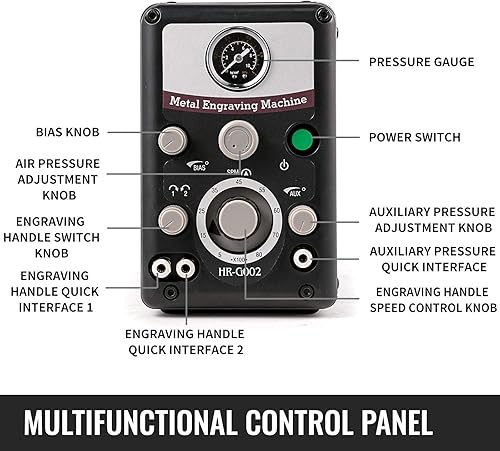 Miniatura 3 de VEVOR Máquina neumática grabadora de joyas 110V 60Hz Máquinas neumáticas de grabado a mano 400-8000 RPM Graver neumática de doble cabeza micro