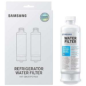 SAMSUNG Genuine Filters for Refrigerator Water and Ice, Carbon Block Filtration for Clear Drinking Water, HAF-QIN-2P, 2 Pack