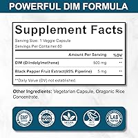 Vista 6 de DIM 500MG Suplemento Ultra Formula – Metabolismo hormonal y apoyo del equilibrio de estrógenos para mujeres y hombres – Diindolilmetano con extracto