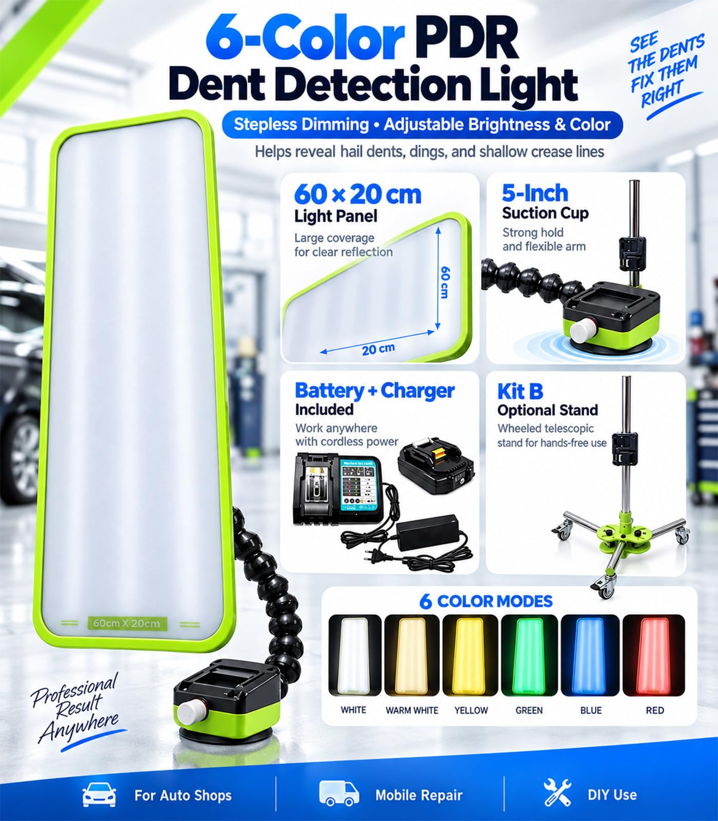 Lampada PDR per l'individuazione di ammaccature KitB