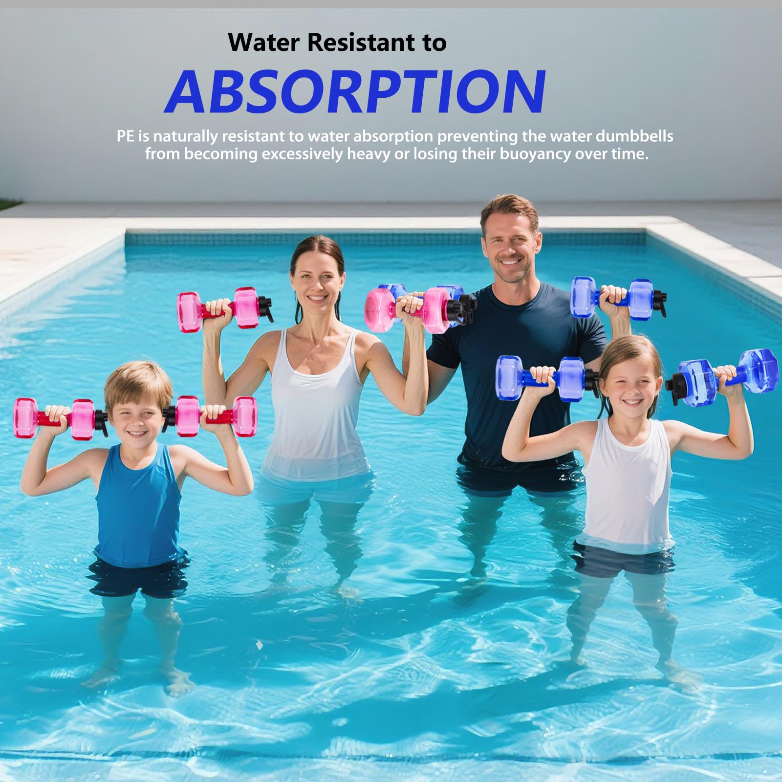 SIXRARI 2 PCS Water Weights for Pool Exercise – Upgraded Non-Slip PE Water Dumbbells, Adjustable Aqua Fitness Aerobics Equipment for Arm Toning, Aqua Therapy & Home Workouts (Blue)