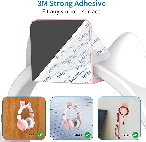 Miniatura 3 de SOKUSIN Soporte para auriculares, soporte adhesivo para auriculares para juegos, gancho universal de montaje en pared para todos los
