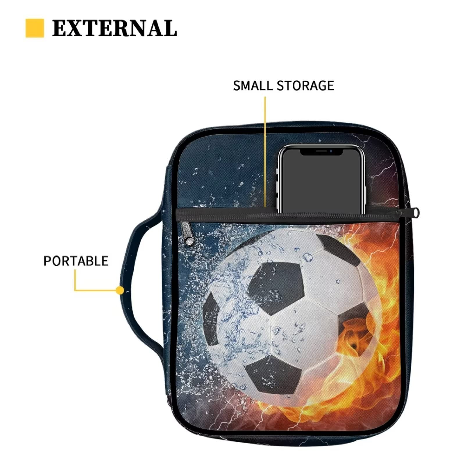 ZIATUBLES Football Print Bible Cover for Women Men Large Bible Bag and Totes Handbag Portable Book Bible Carry Case Bible Study Supplies Briefcase Bag - Image 4