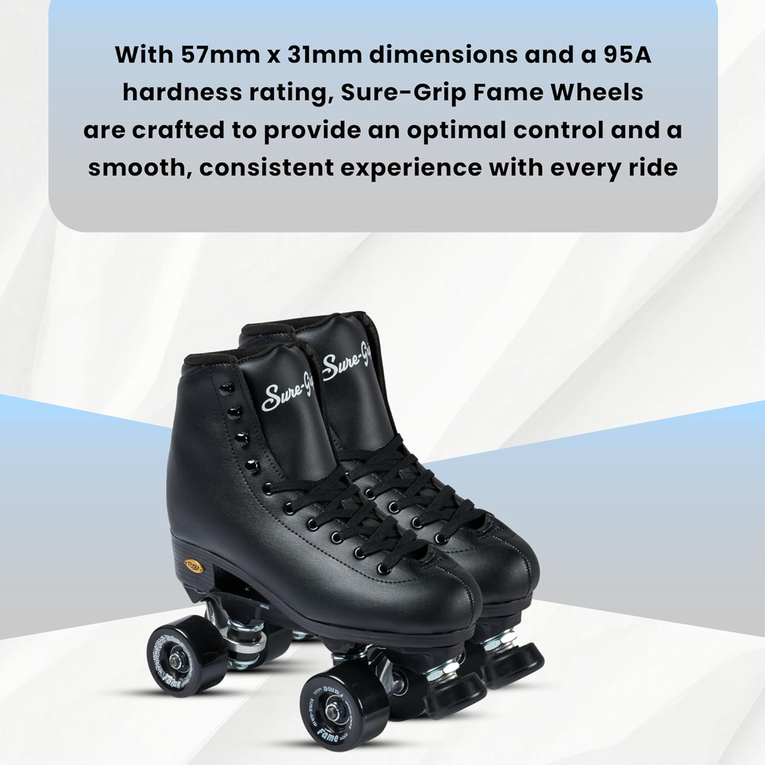 Sure-Grip Fame Indoor Wheels - Durable Nylon Build with Durometer of 95A and Diameter of 57mm - Ideal for Artistic Skating on Smooth Surfaces - Comes in Diverse Color Options - Set of 8 Wheels